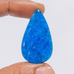 Apatite blu neon naturale a forma di pera cabochon sciolto cristallo di apatite per la creazione di gioielli 34X19X5 mm dimensioni apatite (pietra come da immagine)