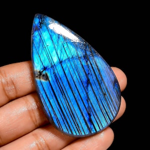 Cabochon en labradorite naturelle en forme de poire, pierre précieuse en vrac pour la fabrication de bijoux, 145 carats Cristal de labradorite 64 x 39 x 6 mm (pierre comme sur la photo)