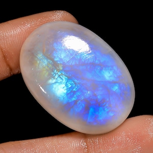 Piedra lunar arcoíris natural, cabujón ovalado suelto para joyería, 70 quilates, 36 x 25 x 8 mm (piedra como en la imagen)