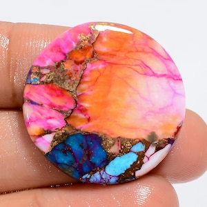 Pietra preziosa sciolta cabochon rotonda turchese ostrica naturale per la creazione di gioielli, peso 26 carati, dimensioni 27X27X2 mm (pietra come da foto)
