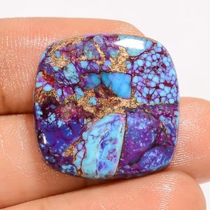 Natürliche Lila Mohave Kupfer Türkis Kissen Form Cabochon Lose Edelstein für die Herstellung von Schmuck 24 Ct. 22X22X5 mm (Stein wie Abbildung