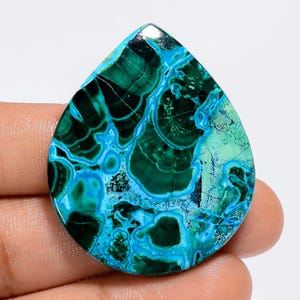 Malachite naturale crisocolla a forma di pera cabochon pietra preziosa sciolta per la creazione di gioielli 71 ct 39X32X4mm (pietra come da foto)