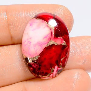 Cabochon di turchese Red Buffalo di forma ovale, pietra preziosa sfusa per la creazione di gioielli, 19 carati, 24 x 17 x 5 mm (pietra come da immagine)
