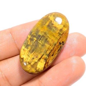 Pietra di Nellite naturale Cabochon di Nellite giallo con retro piatto su entrambi i lati Pietra di Nellite lucidata 34X18X5 mm Dimensione 37 Carati