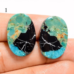 Natural Kingman Turquoise Pair, Loose Kingman Turquoise Gemstone, Sky Blue Turquoise Pair Crystal For Making Earrings (Pair as picture)