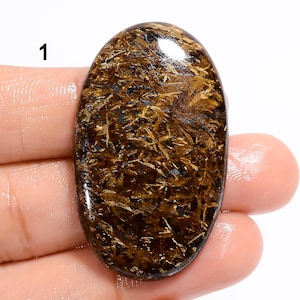 Cabochão de bronzita natural, pedra preciosa de bronzita solta, cristal de bronzita em formato misto, pedra marrom, pedra para fazer joias, presente para ela