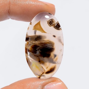 Natürlicher Stick Achat Oval Form Cabochon Lose Edelstein für die Herstellung von Schmuck 23 Ct. 34X18X3 mm (Stein wie Abbildung)