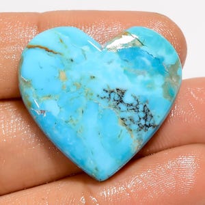 Cabochon naturel en forme de coeur turquoise Kingman, pierre précieuse en vrac pour la fabrication de bijoux, 24 carats 25X27X5 mm (Pierre comme sur l'image