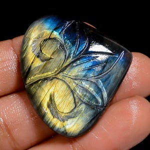Piedra preciosa suelta tallada en forma de corazón de labradorita natural para hacer joyas, 51 ct., 30 x 34 x 5 mm (piedra como se ve en la imagen)