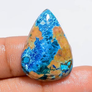 Crisocolla naturale a forma di pera Cabochon Pietra preziosa sciolta per la creazione di gioielli 22 carati 26X19X5 mm (pietra come da immagine)