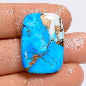 Eis Blau Kupfer Türkis Strahlende Form Cabochon Edelstein für die Herstellung von Schmuck 26 Ct. 25X18X5 mm (Stein wie Abbildung)