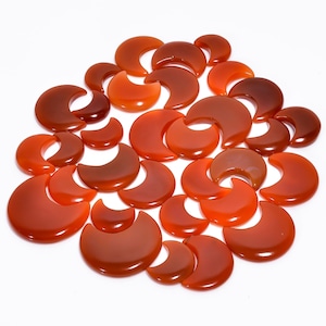Talla de luna de cornalina natural / Curación del chakra sacro / Cristal de cornalina / Cabujón de piedra de media luna naranja / Piedra para hacer joyas