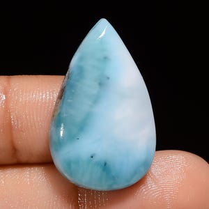 Larimar naturale a forma di pera, pietra preziosa sfusa, pectolite, pietra preziosa per la creazione di gioielli, 27 carati, 28 x 17 x 6 mm (pietra come da foto).