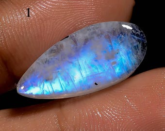 Rainbow Moonstone Cabochon with Black Tourmaline: Loose Gemstone Crystal