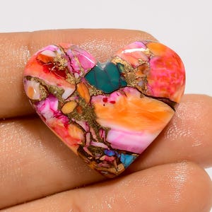 Cabochon a forma di cuore di turchese spinoso naturale, pietra preziosa sfusa per la creazione di gioielli, 29 carati, 23 x 28 x 5 mm (pietra come da foto).