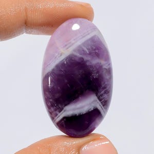 Natuurlijke chevron amethist ovale cabochon losse edelsteen voor het maken van sieraden 67 kt. 38 x 22 x 7 mm (als afbeelding)