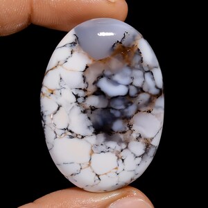 Cabochon de forme ovale en dendrite naturelle, pierre précieuse en vrac pour la fabrication de bijoux, poids 61 carats, taille 41X29X6 mm
