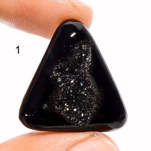 Natürlicher schwarzer Onyx Druzy Edelstein, schwarzer Diamant Druzy Cabochon, schwarzer Kristall, Schmuckherstellung Stein, Geburtsstein, Geschenk für sie
