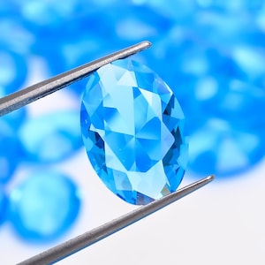 Ovale vorm pointback blauwe topaas geslepen glas Kristallen Steentjes Stenen Sieraden maken Afmeting 10 x 14 mm (steen als foto)