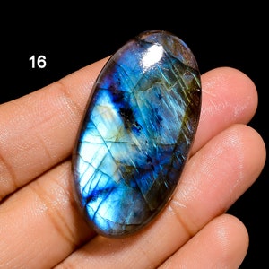 Cabochon di labradorite naturale, cristallo di labradorite blu fuoco, pietra di labradorite liscia e lucida, labradorite blu