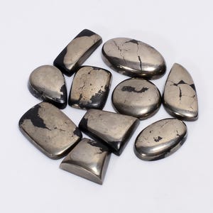 Cabochon en or Apache naturel, 10 pierres précieuses en vrac pour la fabrication de bijoux Poids 206 carats 17X17 25x14 mm