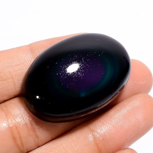 Cabochão de obsidiana natural em formato oval, pedra preciosa solta para fazer joias, 75 ct. 36 x 24 x 12 mm (pedra conforme a imagem)