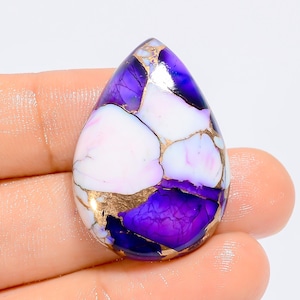 Cabochon naturale a forma di pera in turchese, viola, rosa, bianco e rame, per la creazione di gioielli, 36 carati, 32 x 22 x 6 mm (pietra come da immagine)