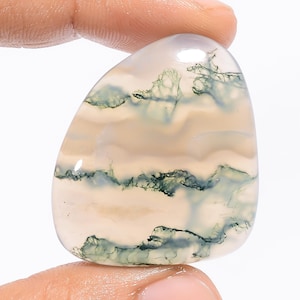 Cabochão de ágata musgo natural / Pedra preciosa de ágata musgo solta / Cristal de ágata musgo verde de formato extravagante / Tamanho 34X31X8mm Peso 65 Ct / Presente para ela
