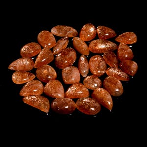 30 peças de cabochão de pedra solar em lote com formato misto 13 x 10, tamanho 20 x 10 mm, cristal de pedra solar