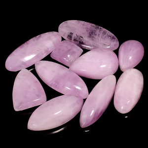 Lot de 10 pierres précieuses roses naturelles de kunzite, lot de cristaux de kunzite roses, 11 x 10 29 x 10 mm, forme mélangée, lot de pierres de kunzite roses