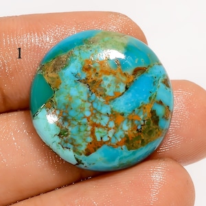 Natural Kingman Turquoise Cabochon/ Loose Kingman Turquoise Gemstone/ Sky Blue Turquoise Crystal/ Round Shape Turquoise/Jewelry Making Stone