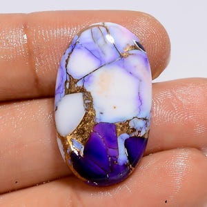 Cabochon ovale in turchese naturale, rosa, bianco e viola, sciolto, per la creazione di gioielli, 20 carati, 28 x 17 x 5 mm (pietra come da immagine)