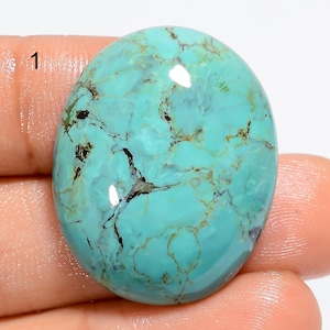 Natürlicher tibetischer Türkis Cabochon, tibetischer türkis Edelstein, polierter tibetischer Kristall, Heilkristalle (Stein wie Bild)