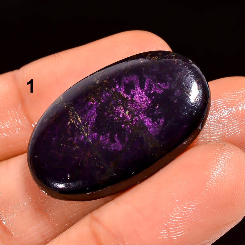Natural Purpurite Cabochon, Loose Gemstone, Purple Purpurite Crystal, Flashy Purpurite Gemstone, Jewelry Making Stone, Gift For Her 1. 30X20X4 mm 29Ct