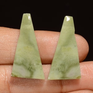 Paire de cabochons en serpentine naturelle, paire de pierres précieuses serpentines Paire de pierres serpentines polies de forme fantaisie 27 x 14 x 3 mm pierre serpentine 24 carats