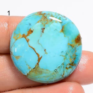 Natuurlijke Kingman turkoois cabochon/losse Kingman turkoois edelsteen/hemelsblauw turkoois kristal/ronde vorm turkoois/sieraden maken
