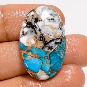 Paire de pierres précieuses en vrac de forme ovale de buffle bleu rare pour faire des boucles d'oreilles, 24 carats 29 x 18 x 5 mm (pierre comme sur l'image