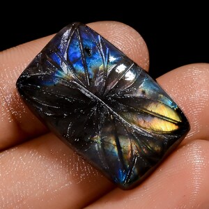 Piedra preciosa suelta tallada en forma radiante de labradorita natural de 29 quilates, 25 x 16 x 6 mm para hacer joyas
