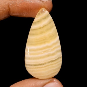 Natürliche Gelbe Spitze Achat Edelstein Gelb Cabochon Oval Form 39X20X5 mm 33 Karat Birnenform Stein Gelber Spitze Achat ( Steine als Bild