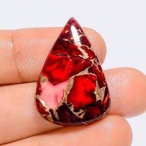 Red Buffalo Türkis Cabochon Birnenform Cabochon Lose Edelstein für die Herstellung von Schmuck 22 Ct 29X20X5 mm (Stein als Bild)