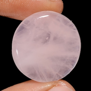 Pietra preziosa di quarzo rosa naturale, quarzo rosa cabochon, quarzo rosa rotondo, pietra rosa, dimensioni 24 x 24 x 4 mm, quarzo rosa 25 carati (quarzo rosa come immagine