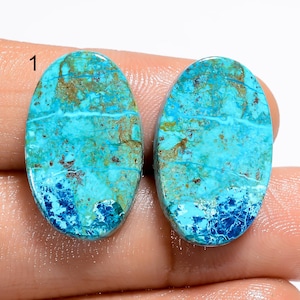 Paire de cabochons assortis chrysocolle, paire de pierres précieuses en vrac de chrysocolle naturelle pour la fabrication de boucles d'oreilles