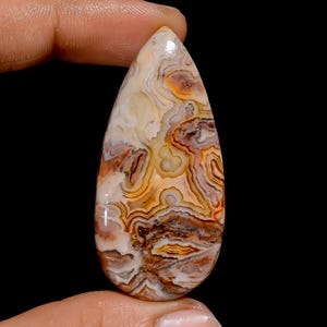 Cabochon naturel en forme de poire en agate, dentelle folle, pierres précieuses en vrac pour la fabrication de bijoux, 68 carats 47 x 21 x 6 mm (pierre comme sur la photo)