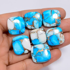 Eis Blau Kupfer Türkis Türkis Cabochon Edelstein 8 Stück Lot für die Herstellung von Schmuck 109 Ct. 15X15 18 x 17 mm (Stein wie Abbildung)