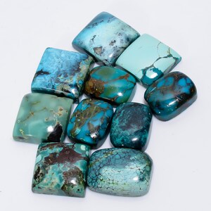 Lote de pedra preciosa turquesa natural, lote de 10 peças, 17x17 20x15 mm, tamanho misto, cabochão turquesa, lote de formato misto (turquesas como imagem