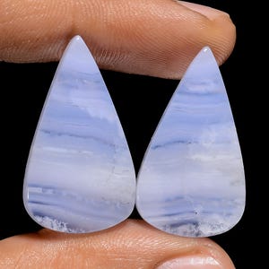 Natürliche Blaue Spitze Achat Birnenform Cabochon Matched Paar Lose Edelstein-Paar für die Herstellung Ohrringe Gewicht 28 Karat Größe 27X15X4 mm