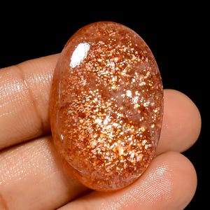 Cabochão oval de pedra solar natural, pedra preciosa solta para fazer joias, 39 ct. 34 x 23 x 6 mm (pedra conforme a imagem)