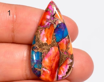 Natural Spiny Oyster Copper Turquoise Cabochon, Multi Oyster Turquoise Gemstone, Loose Gemstone, Jewelry Making Stone, (Stone as picture