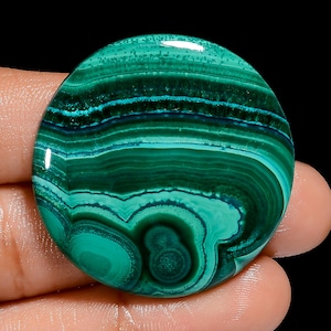 Malachite naturale forma rotonda cabochon pietra preziosa sciolta per la creazione di gioielli 89 ct. 36X36X4 mm (malachite come da foto)