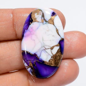 Natürlicher violetter Rosen-weißer Büffel-Kupfer-Türkis-ovale Form-Cabochon-loser Edelstein für die Herstellung von Schmuck 32X18X4mm (Stein als Abbildung